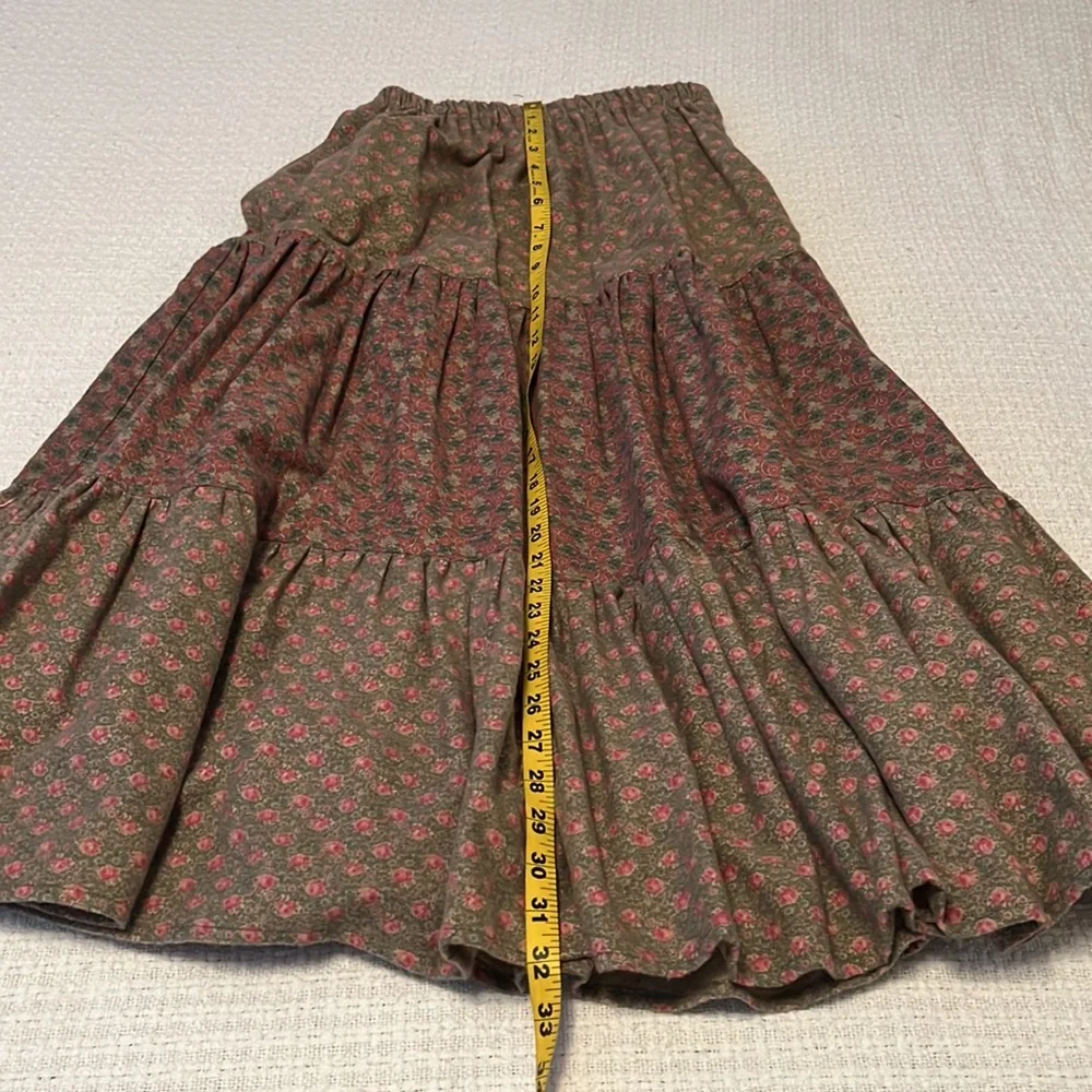 Laura Me Cotton Blend Tiered Midi Floral Print Elastic Waist Skirt with Tie Belt - Picture 16 of 16